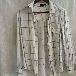 Velvet Heart White and Black Checkered Women's Shirt